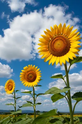 Bright Summer Sunflowers Under Blue Sky