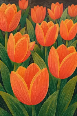 Colorful Spring Tulip Garden Rows