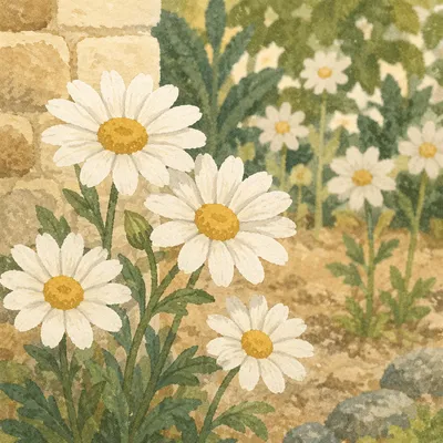 White Daisy Garden in Morning Light