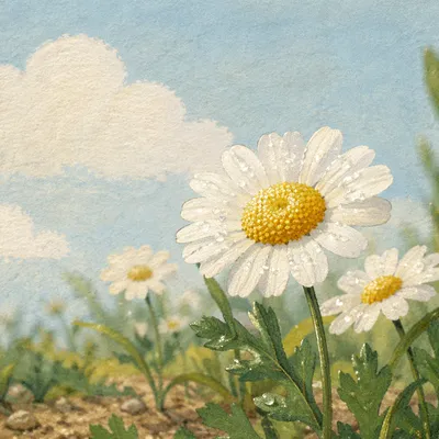 White Daisy Flowers in Simple Garden