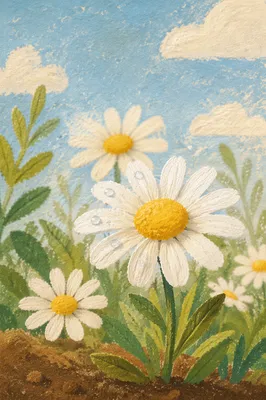White Daisy Flowers in Simple Garden