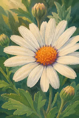 White Daisy Bloom in Simple Garden