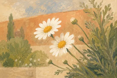 White Daisy Flowers in Quiet Garden