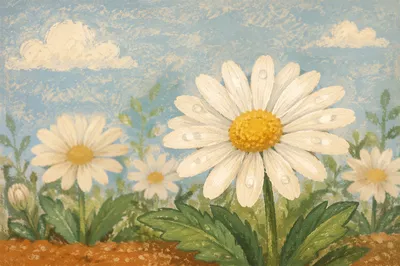 White Daisy Flowers in Simple Garden