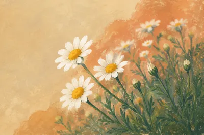 White Daisy Flowers in Quiet Garden
