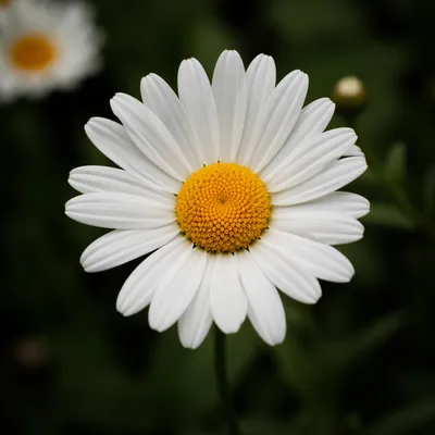 White Daisy Bloom in Quiet Garden