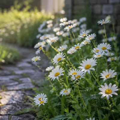 White Daisy Garden in Morning Light