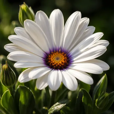 White Daisy Bloom in Simple Garden