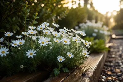 White Daisies in a Peaceful Morning Garden