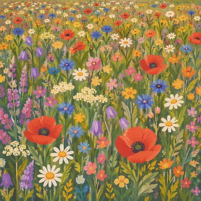 Summer Wildflower Meadow in Full Bloom