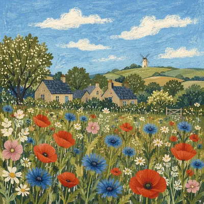 Peaceful Wildflower Meadow in Summer Bloom
