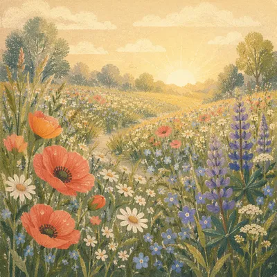 Morning Dew Wildflower Meadow in Bloom