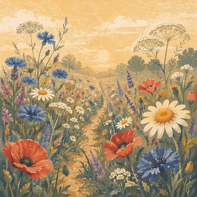 Golden Morning Wildflower Meadow Path