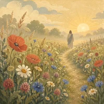 Golden Sunrise Wildflower Meadow Path