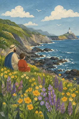 Coastal Wildflower Meadow Above Ocean Cove