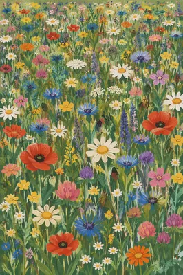 Summer Wildflower Meadow in Full Bloom