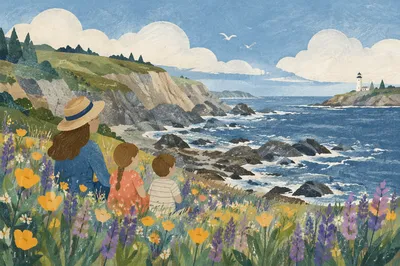 Coastal Wildflower Meadow in Natural Bloom