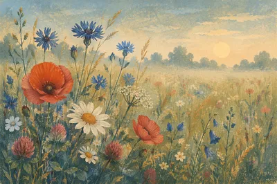 Morning Wildflower Meadow in Gentle Bloom