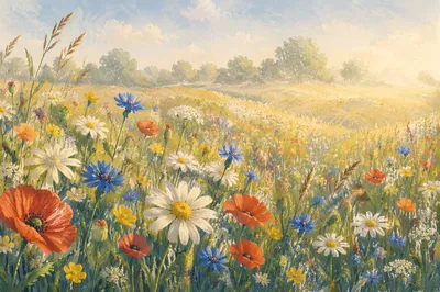 Spring Wildflower Meadow at Sunrise