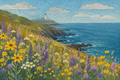 Coastal Wildflower Meadow in Spring Bloom