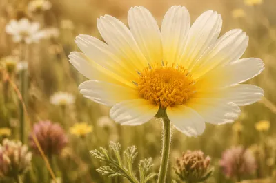 Delicate Wildflower in Sunlit Meadow