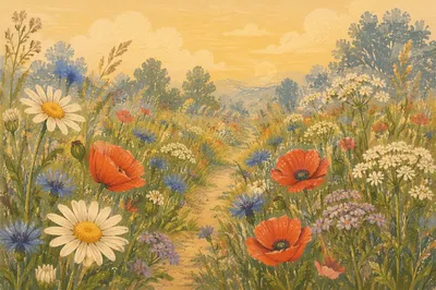 Golden Morning Wildflower Meadow Path