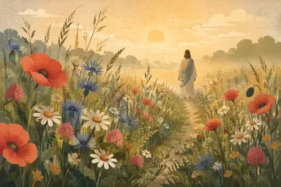 Golden Sunrise Wildflower Meadow Path