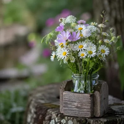 Rustic Wildflower Bouquet in Glass Jar