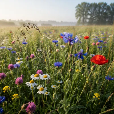 Morning Wildflower Meadow in Soft Bloom