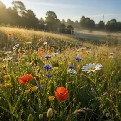 Spring Wildflower Meadow at Sunrise