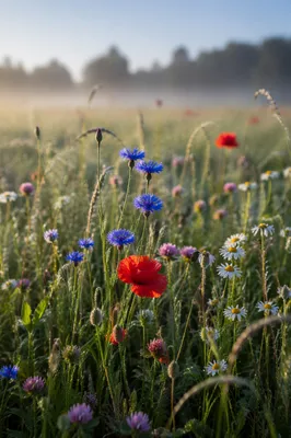 Morning Wildflower Meadow in Mixed Bloom
