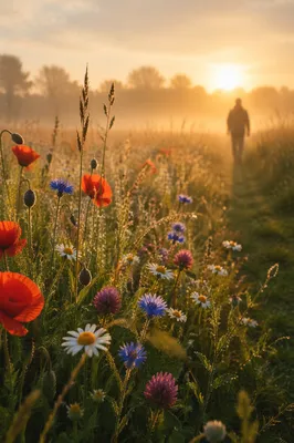 Golden Sunrise Wildflower Meadow Path