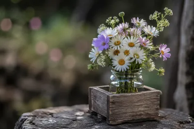 Rustic Wildflower Bouquet in Glass Jar