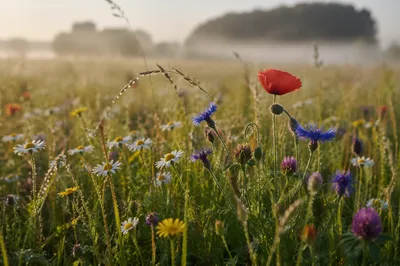 Morning Wildflower Meadow in Mixed Bloom