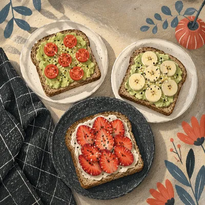 Trendy Healthy Avocado Toast Brunch Flat Lay