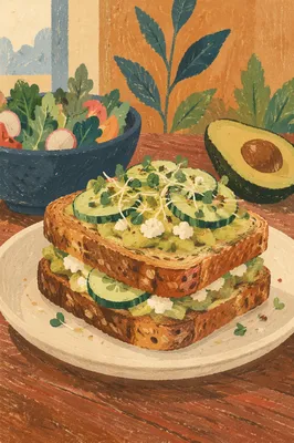 Healthy Avocado Toast Brunch Plate