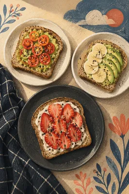 Trendy Healthy Avocado Toast Brunch Flat Lay