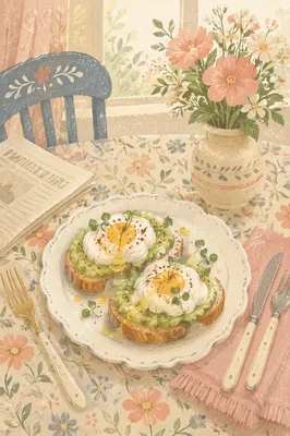 Healthy Avocado Toast Brunch with Poached Eggs