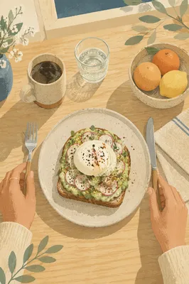 Healthy Avocado Toast Brunch Flat Lay