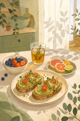 Healthy Avocado Toast Brunch Table