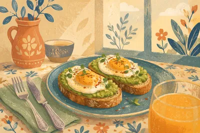 Trendy Avocado Toast Brunch with Morning Light