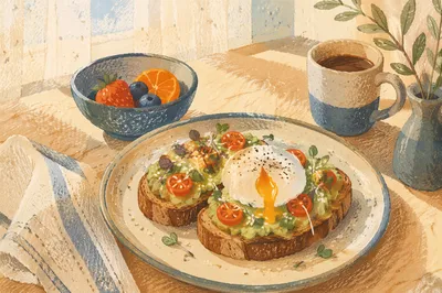 Sunlit Avocado Toast Brunch Table
