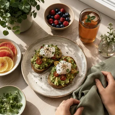 Trendy Avocado Toast Healthy Brunch Table