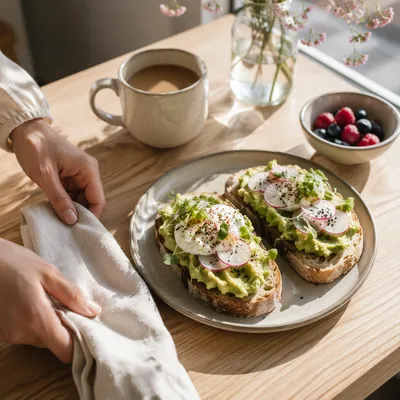 Trendy Avocado Toast Brunch with Natural Light