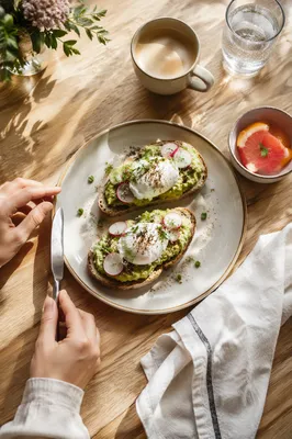 Trendy Avocado Toast Brunch Flat Lay