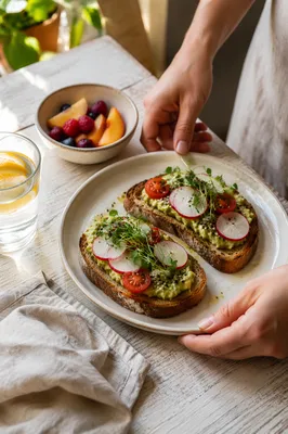 Healthy Avocado Toast Brunch in Cozy Cafe