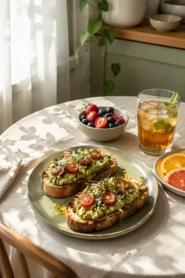 Avocado Toast Brunch in Morning Light