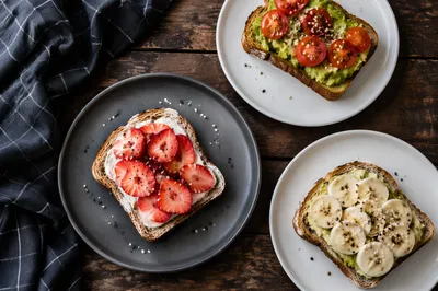 Trendy Healthy Avocado Toast Brunch Flat Lay
