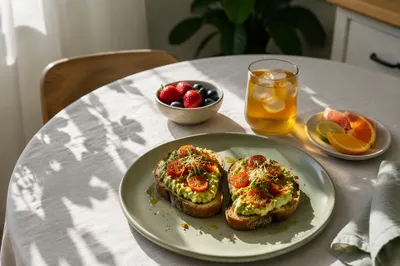 Healthy Avocado Toast Brunch with Morning Light