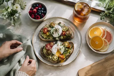 Healthy Avocado Toast Brunch Flat Lay